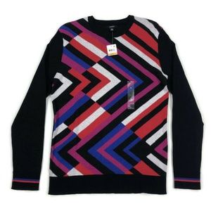 Alfani Mens Sweater Crewneck Pattern Print Black
